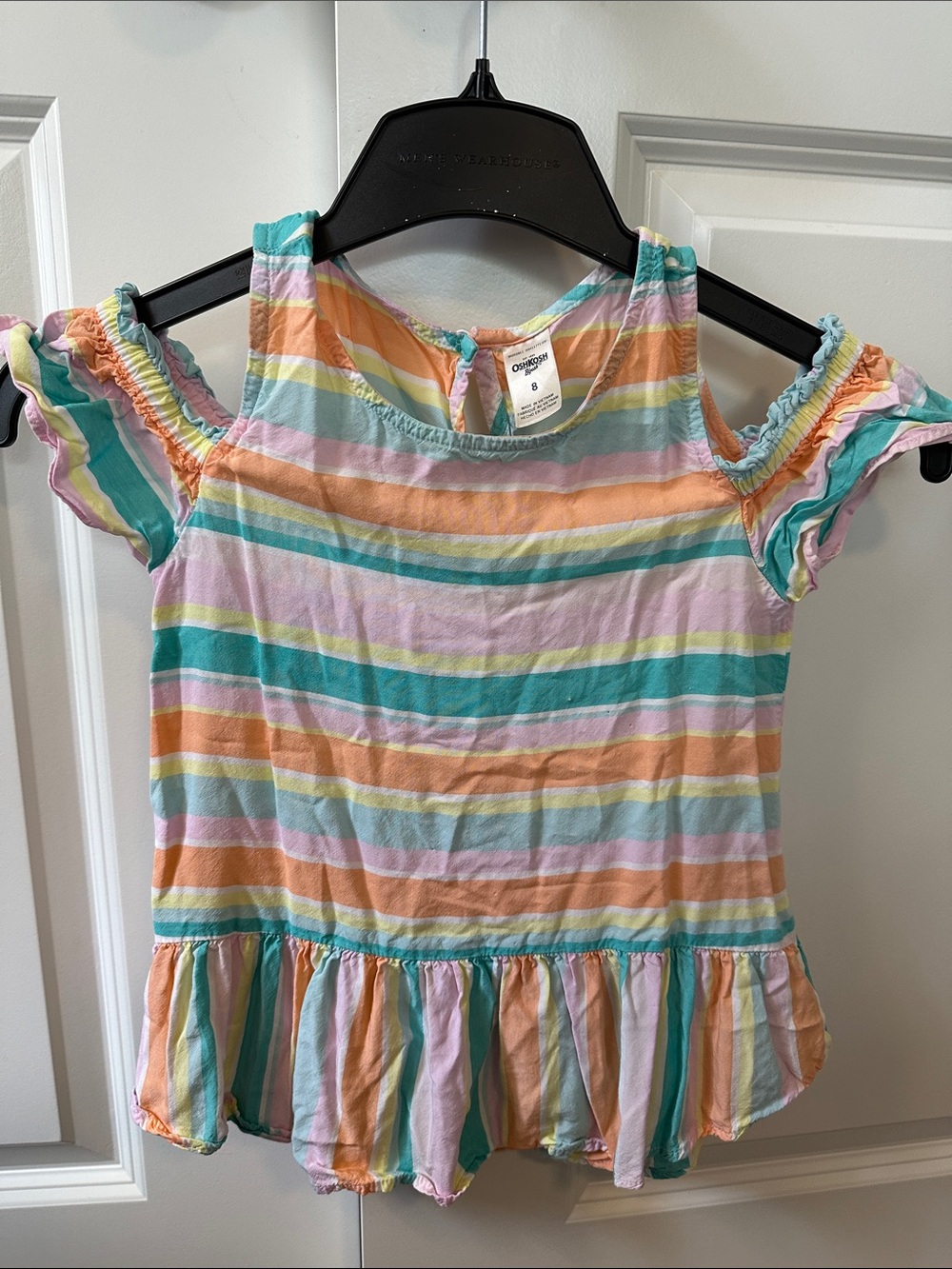 OshKosh B'gosh Pastel Multicolor Striped Cold-Shoulder Top